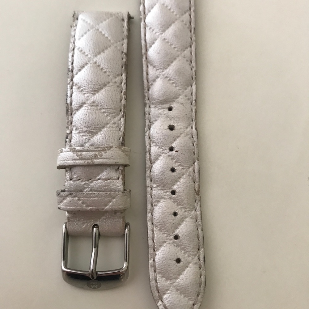 Michele Pearl White Quilted Leather Strap